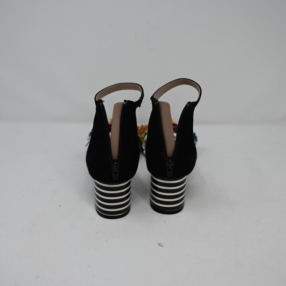 Betsey Johnson Lore 7 Floral Sandals Striped Block Heel 3D Flowers - Picture 5 of 10